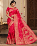 Neon Pink Silk Saree with Exquisite Zari Woven Work