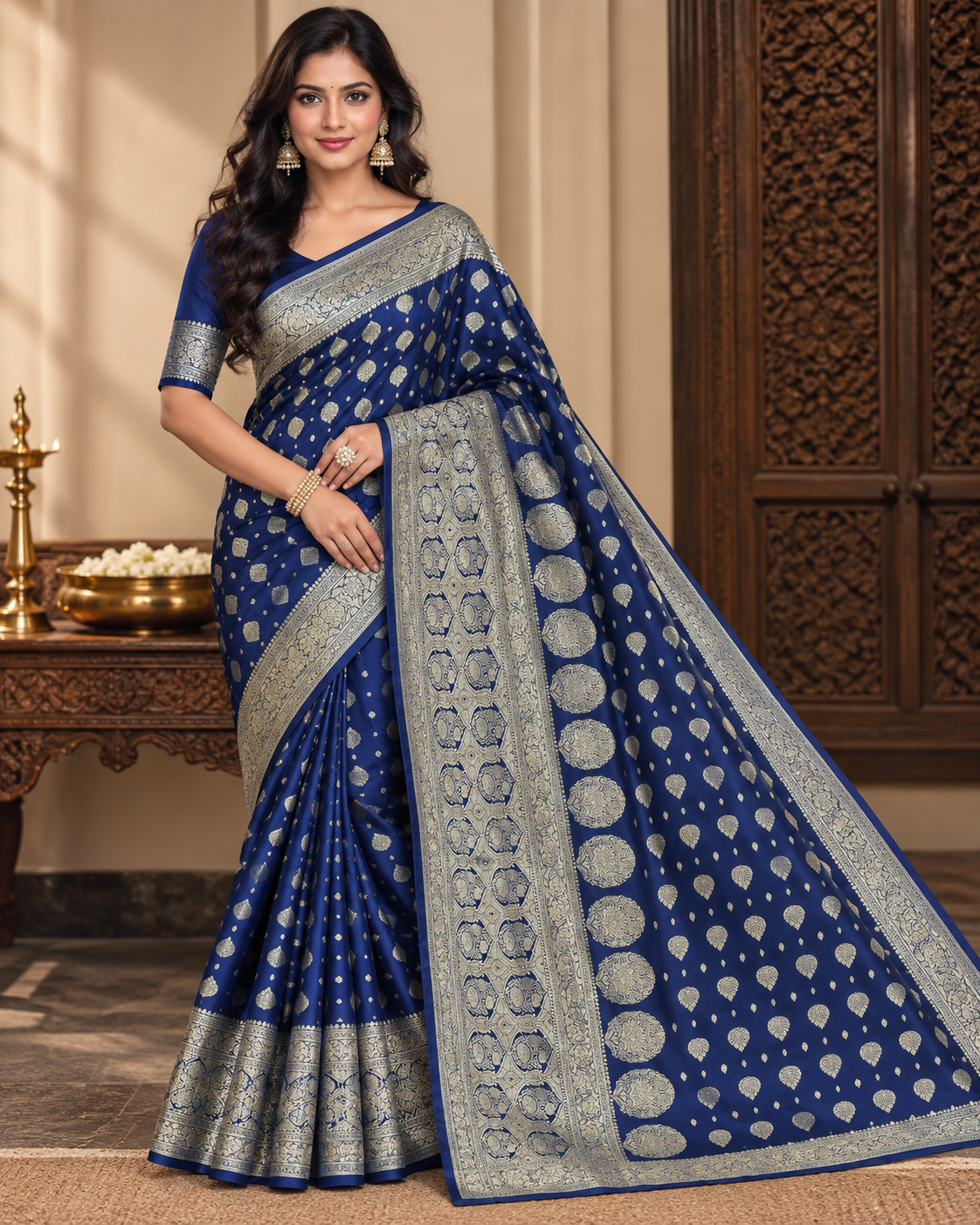 Royal Blue Silk Saree with Elegant Zari Woven Work