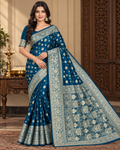 Navy Blue Silk Saree with Elegant Zari Woven Work